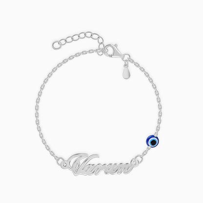 Silver Personalised Classic Evil Eye Bracelet