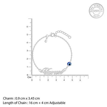 Silver Personalised Classic Evil Eye Bracelet