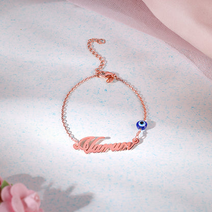 Rose Gold Personalised Classic Evil Eye Bracelet
