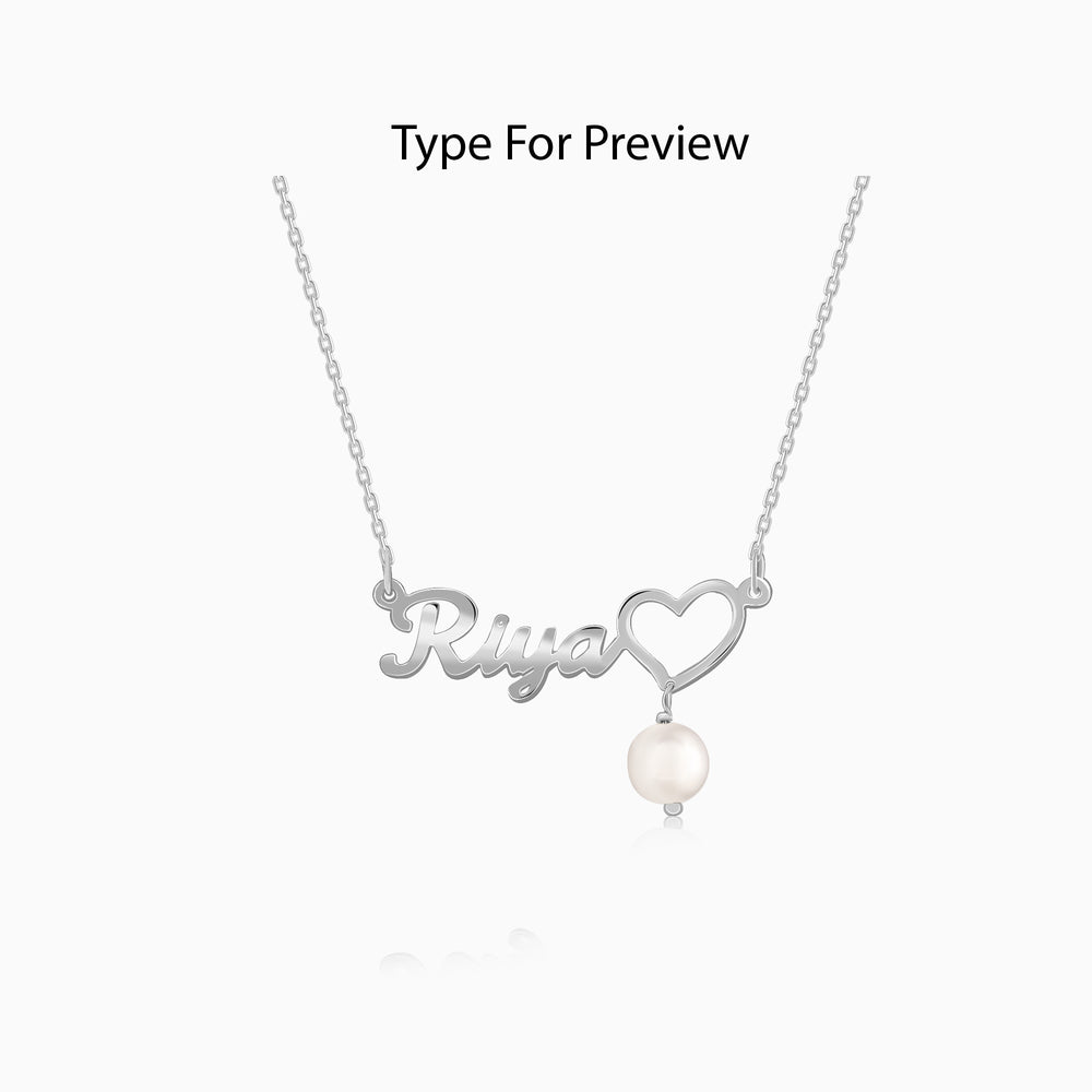 Silver Personalised Pearl Heart Necklace