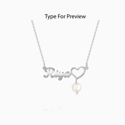 Silver Personalised Pearl Heart Necklace