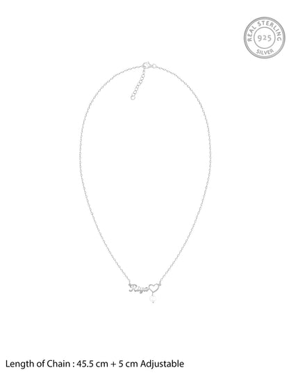 Silver Personalised Pearl Heart Necklace