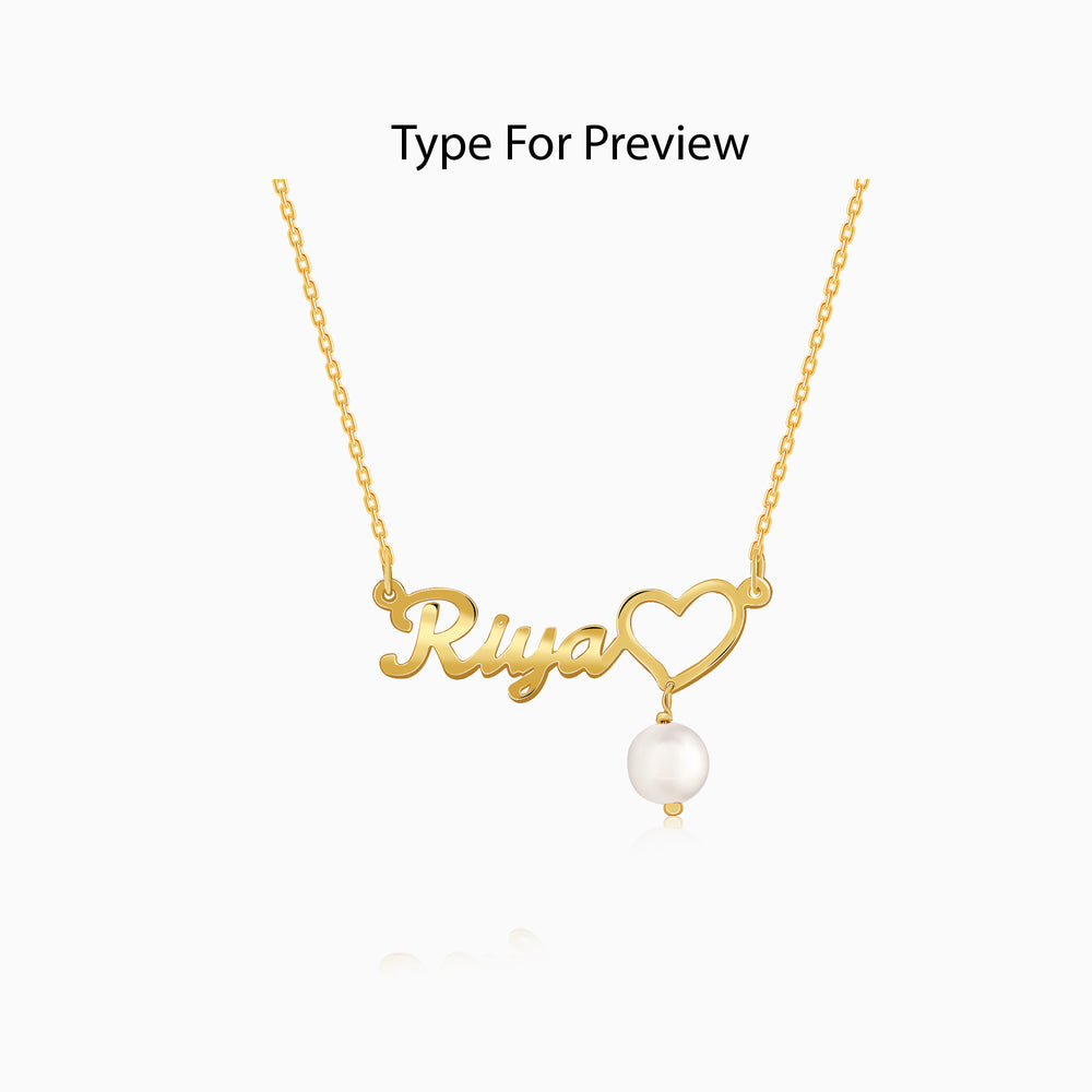 Golden Personalised Pearl Heart Necklace