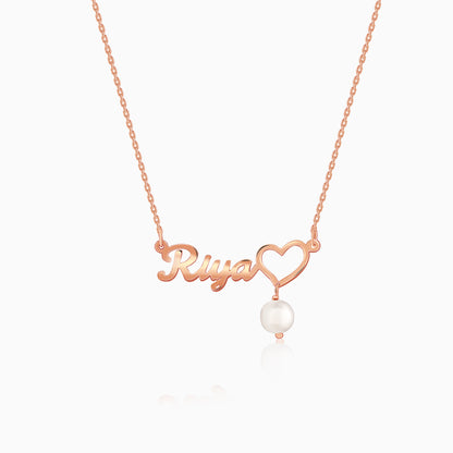 Rose Gold Personalised Pearl Heart Necklace