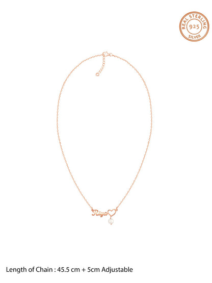 Rose Gold Personalised Pearl Heart Necklace