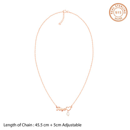 Rose Gold Personalised Pearl Heart Necklace
