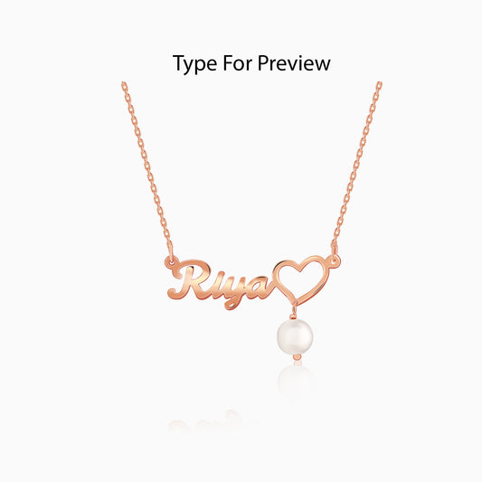 Rose Gold Personalised Pearl Heart Necklace