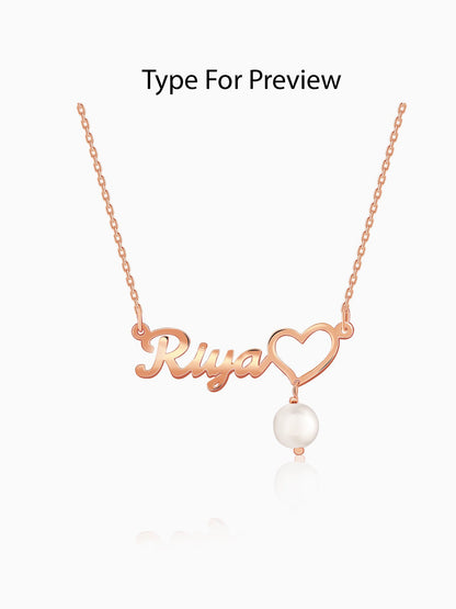 Rose Gold Personalised Pearl Heart Necklace