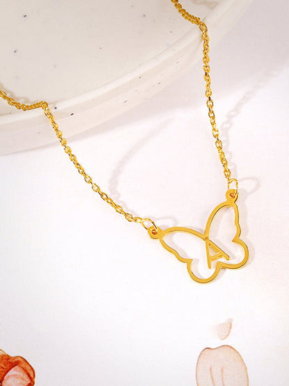 Golden Personalised Like a Butterfly Necklace