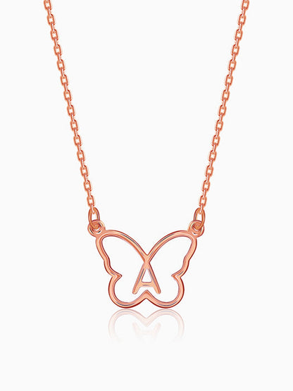 Rose Gold Personalised Like a Butterfly Necklace