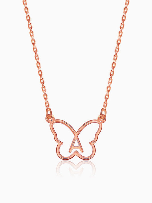 Rose Gold Personalised Like a Butterfly Necklace