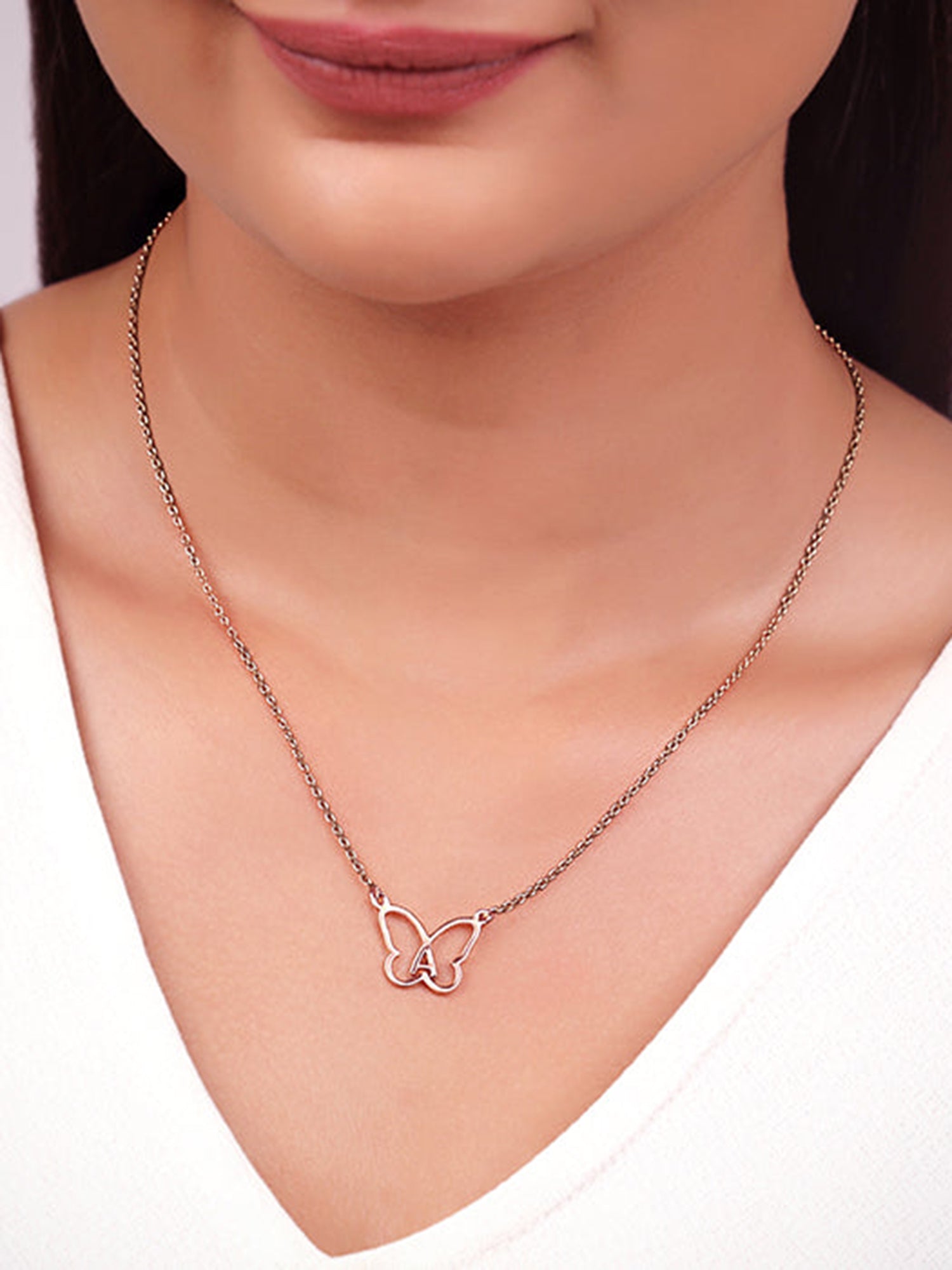 Rose Gold Personalised Like a Butterfly Necklace