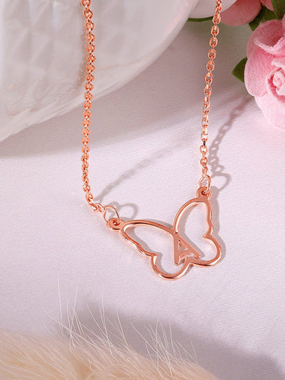 Rose Gold Personalised Like a Butterfly Necklace