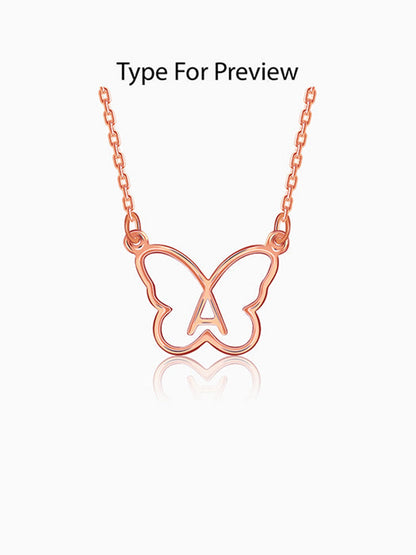 Rose Gold Personalised Like a Butterfly Necklace