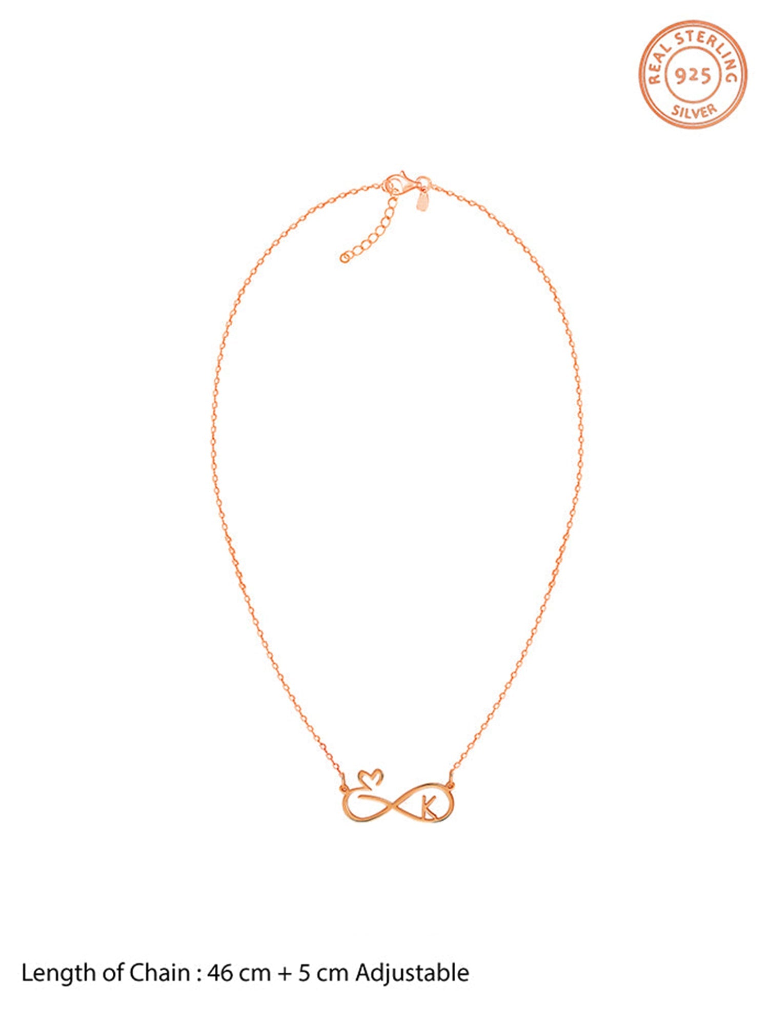 Rose Gold Personalised To Infinity Necklace