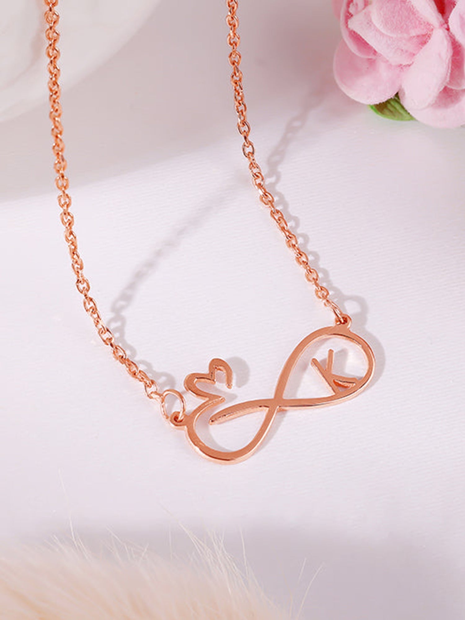 Rose Gold Personalised To Infinity Necklace