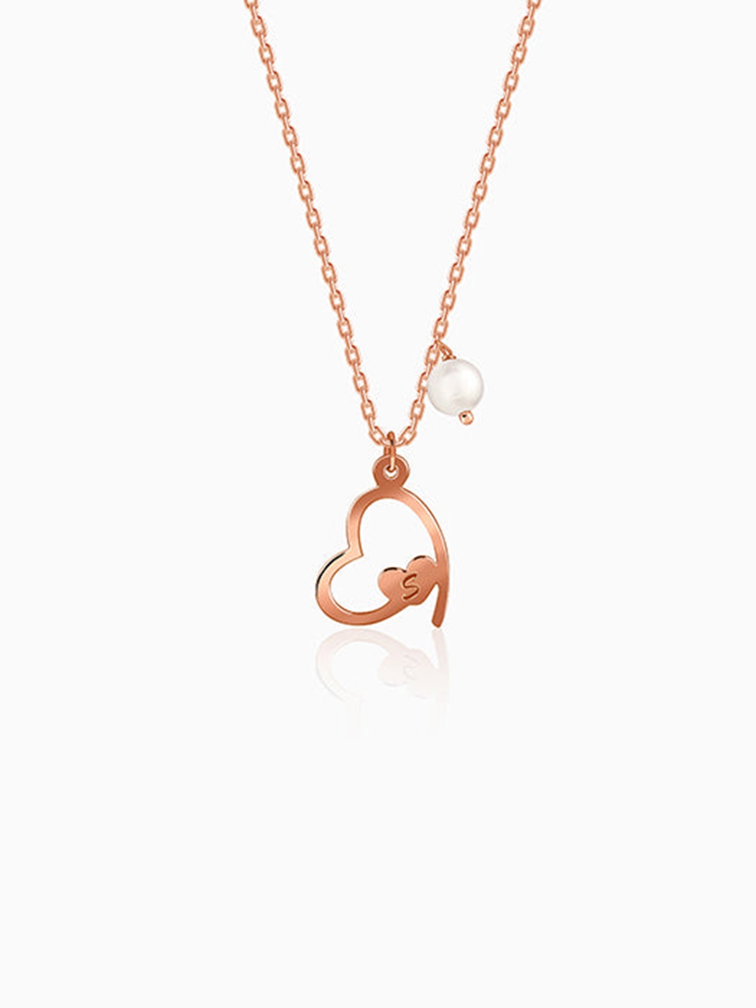 Rose Gold Personalised Classic Heart Necklace