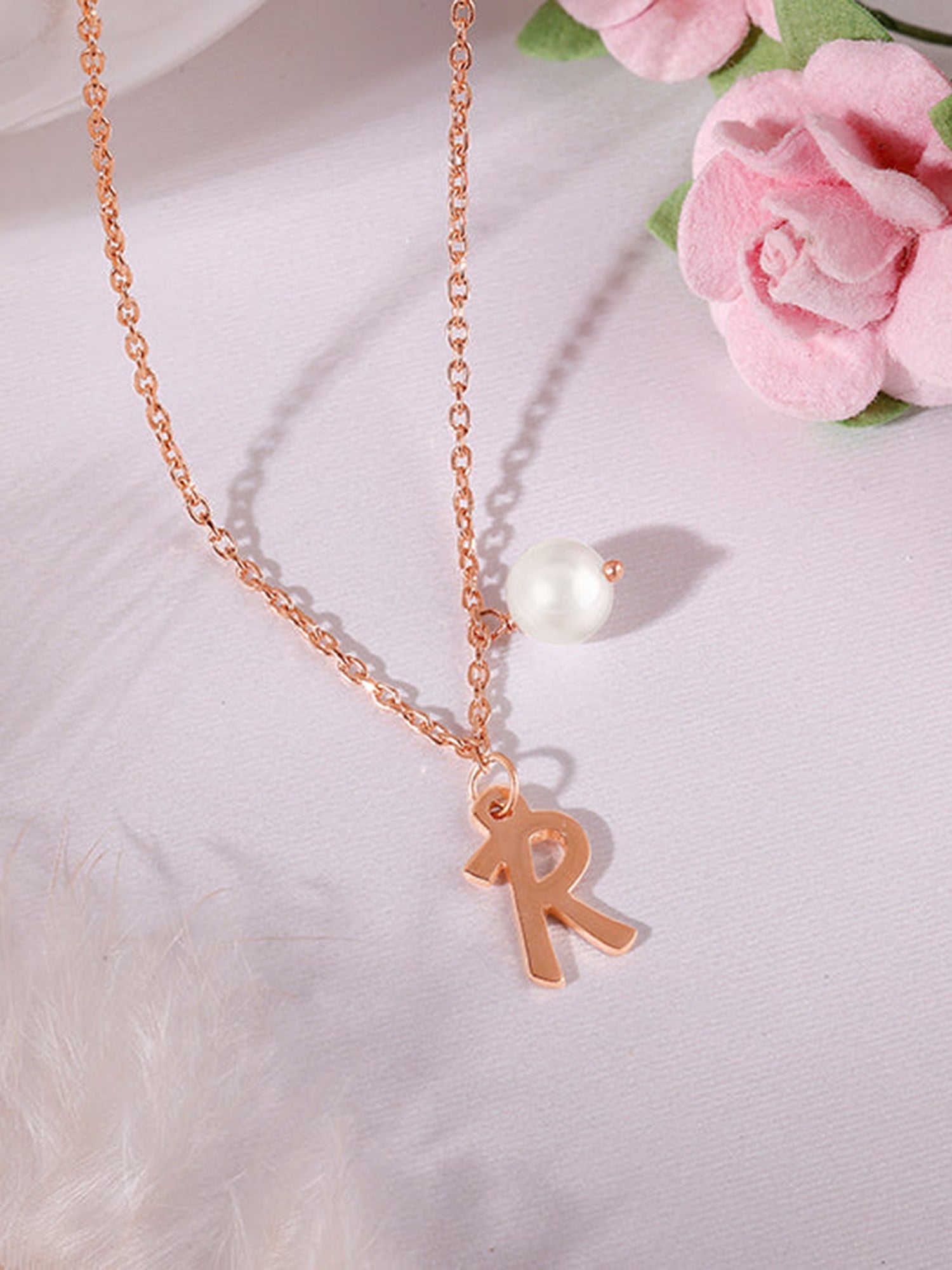 Rose Gold Personalised Chic Initial Necklace