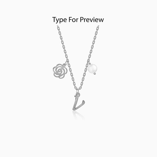 Silver Personalised Pearl Rosey Necklace