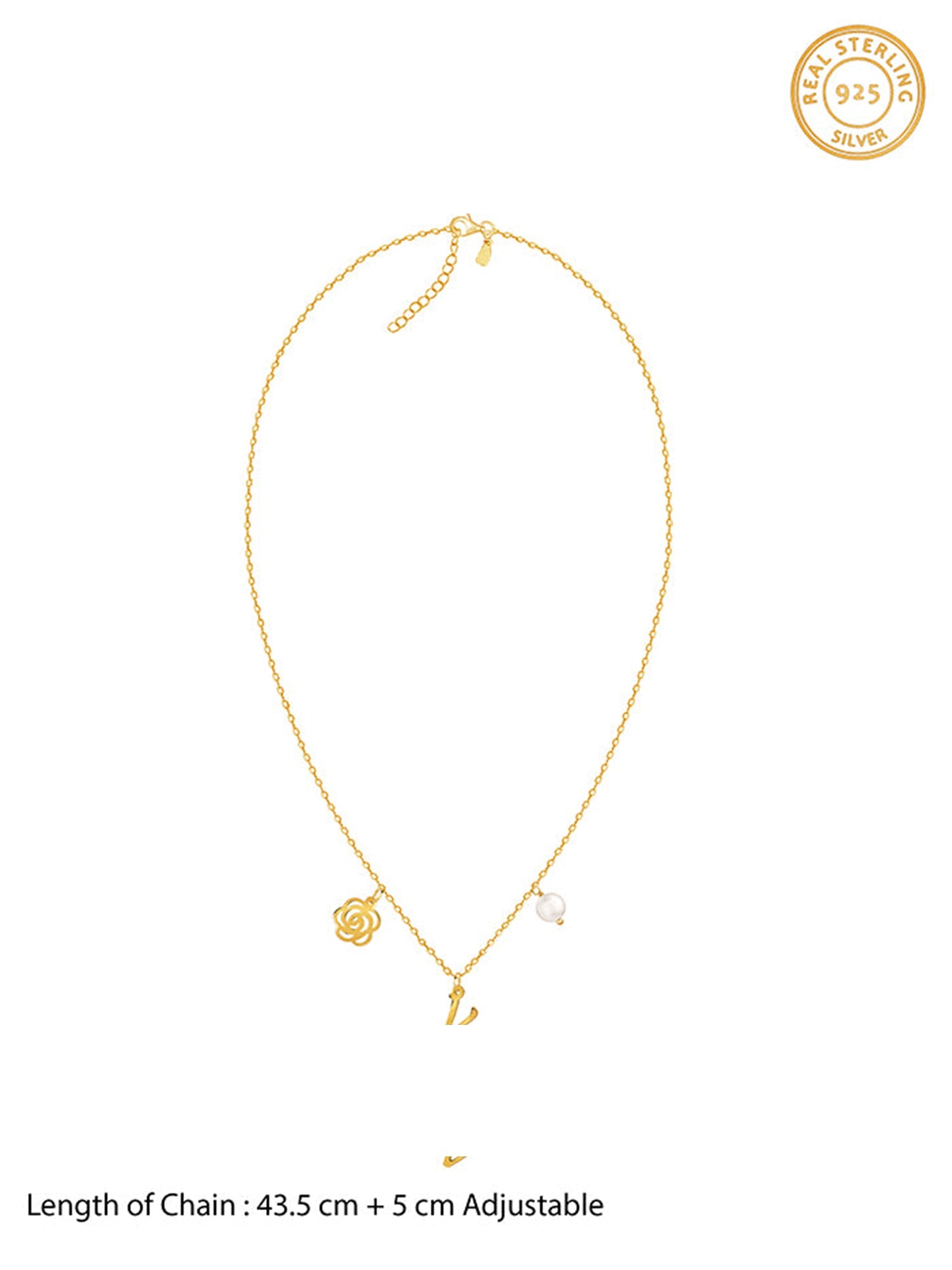 Golden Personalised Pearl Rosey Necklace