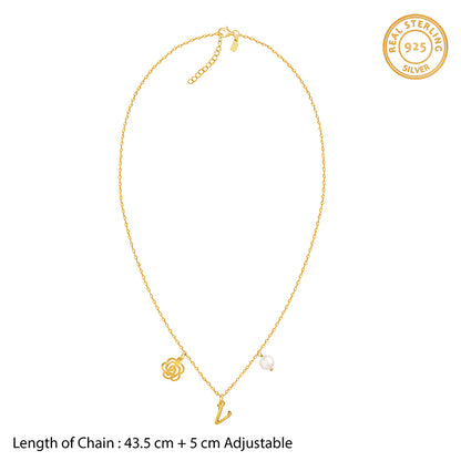 Golden Personalised Pearl Rosey Necklace