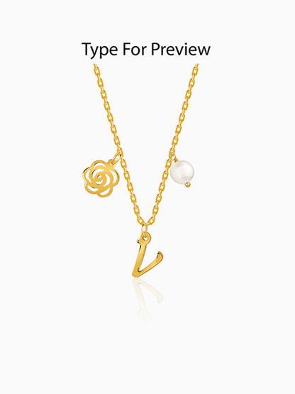 Golden Personalised Pearl Rosey Necklace