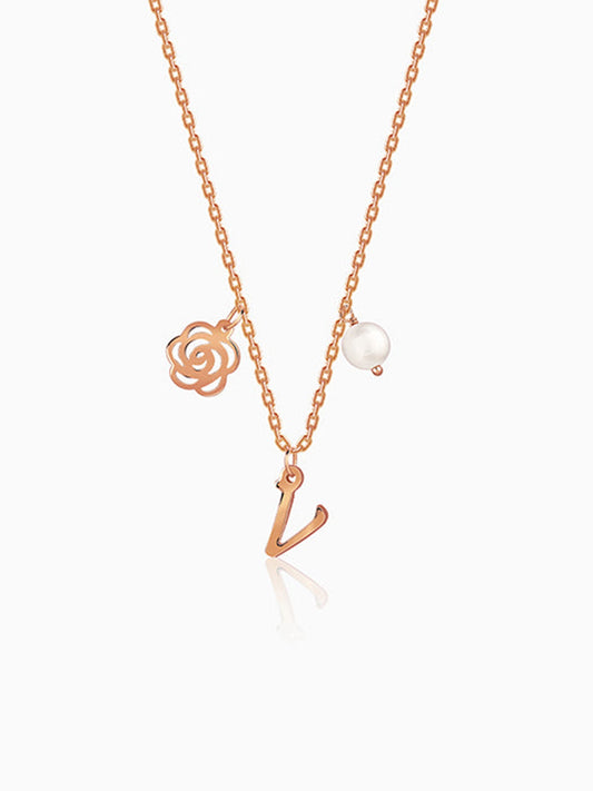 Rose Gold Pearl Rosey Personalised Necklace