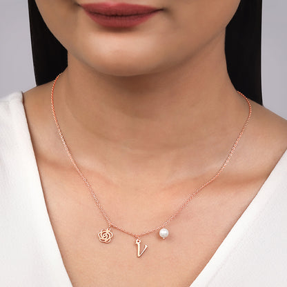 Rose Gold Pearl Rosey Personalised Necklace