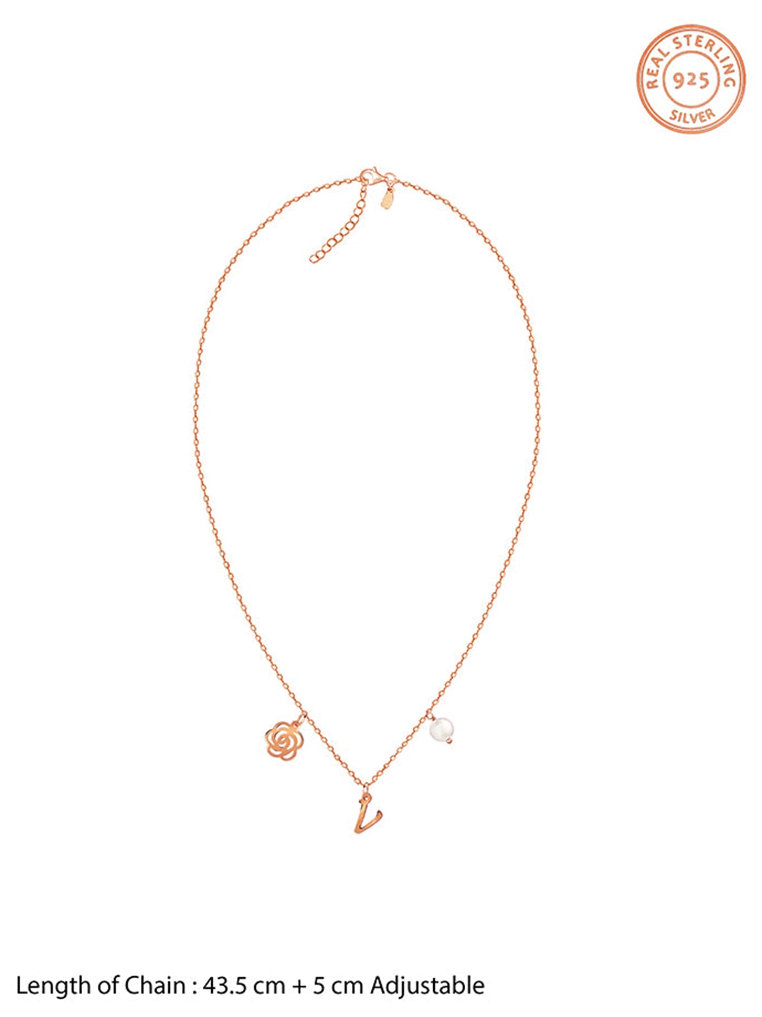 Rose Gold Pearl Rosey Personalised Necklace