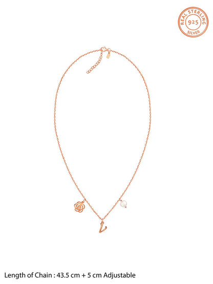 Rose Gold Pearl Rosey Personalised Necklace
