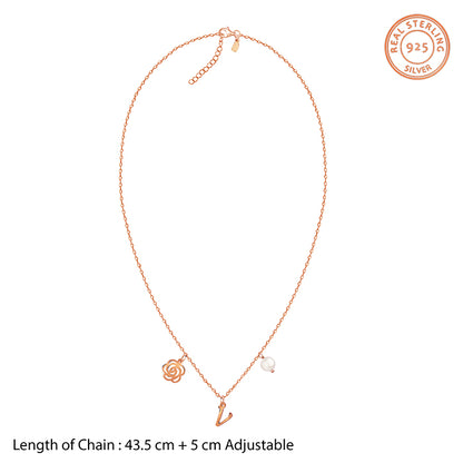 Rose Gold Pearl Rosey Personalised Necklace