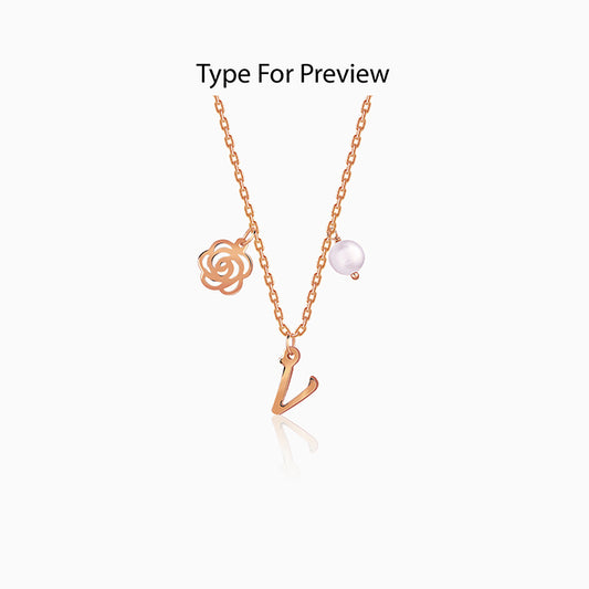Rose Gold Pearl Rosey Personalised Necklace