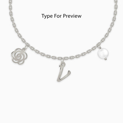 Silver Pearl Rosey Personalised Bracelet