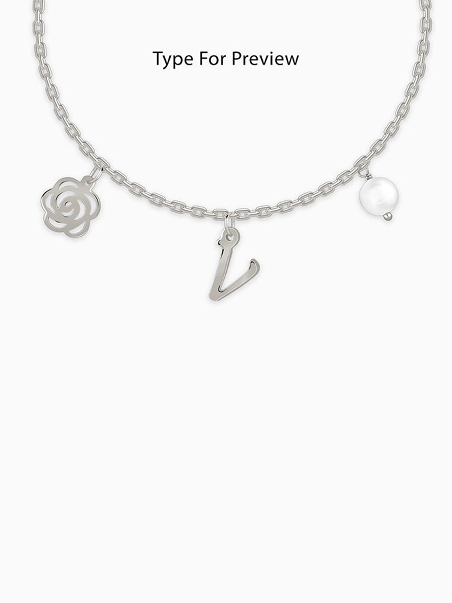 Silver Pearl Rosey Personalised Bracelet