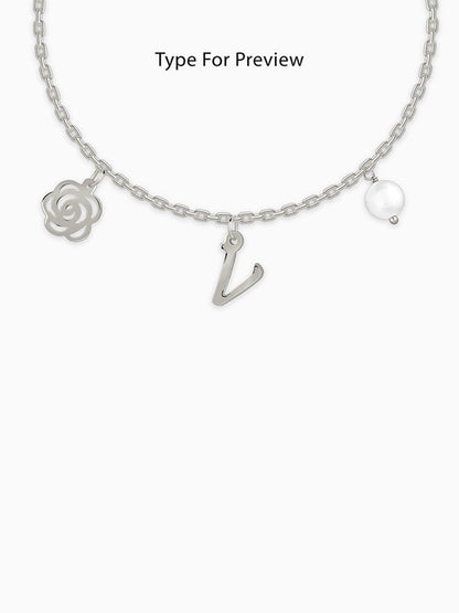 Silver Pearl Rosey Personalised Bracelet