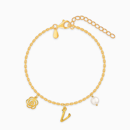 Golden Pearl Rosey Personalised Bracelet