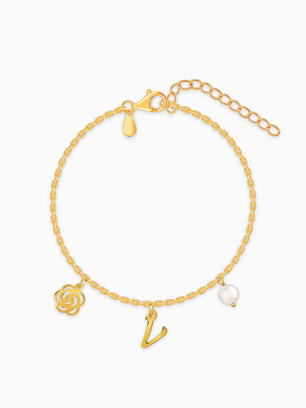 Golden Pearl Rosey Personalised Bracelet