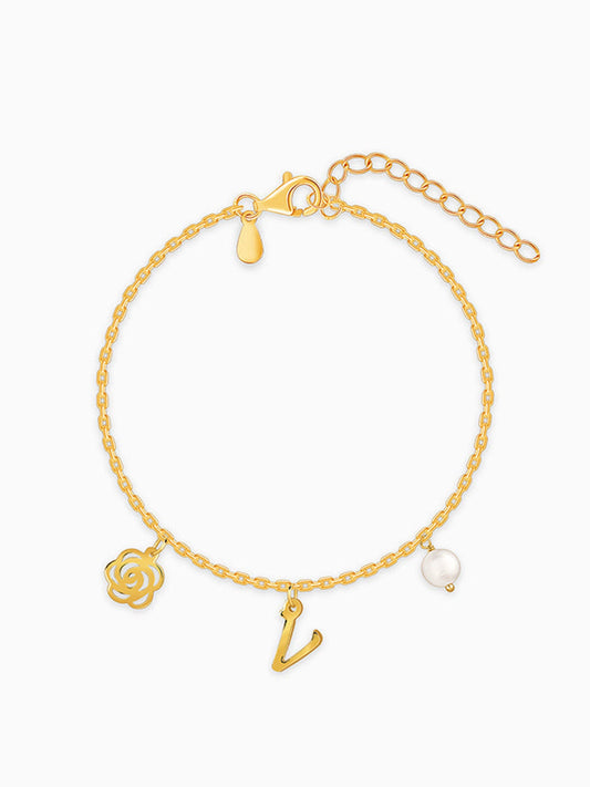 Golden Pearl Rosey Personalised Bracelet