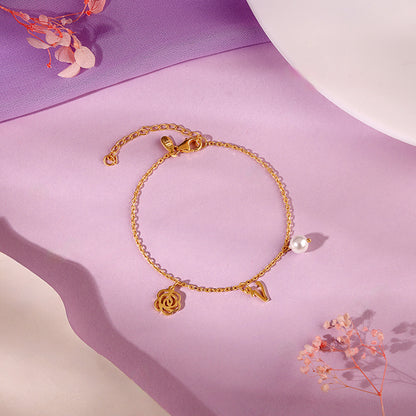 Golden Pearl Rosey Personalised Bracelet