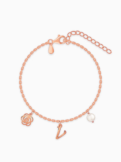 Rose Gold Pearl Rosey Personalised Bracelet