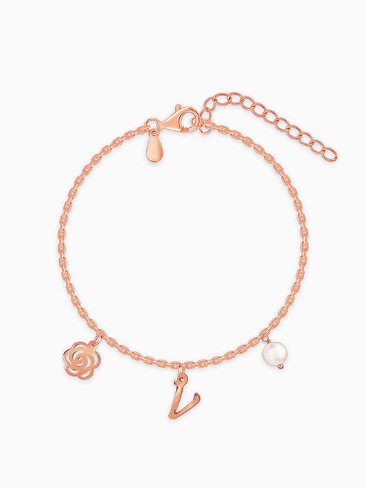 Rose Gold Pearl Rosey Personalised Bracelet