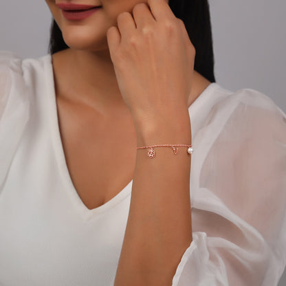 Rose Gold Pearl Rosey Personalised Bracelet