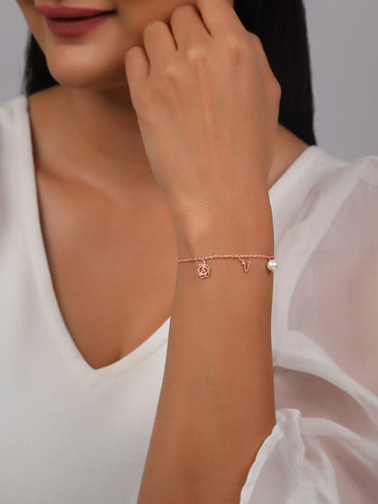 Rose Gold Pearl Rosey Personalised Bracelet