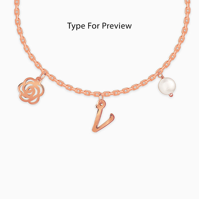 Rose Gold Pearl Rosey Personalised Bracelet