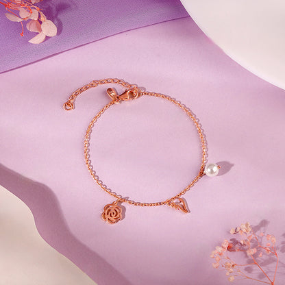 Rose Gold Pearl Rosey Personalised Bracelet