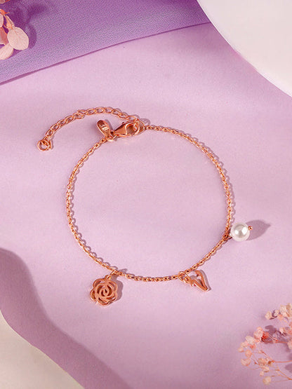 Rose Gold Pearl Rosey Personalised Bracelet