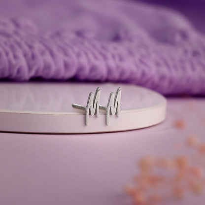 Silver Personalised Letter Stud Earrings