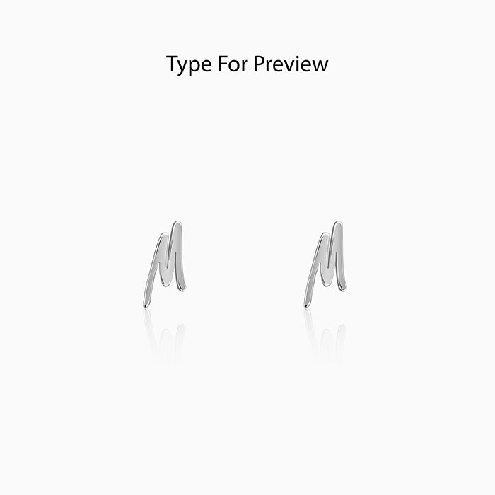Silver Personalised Letter Stud Earrings
