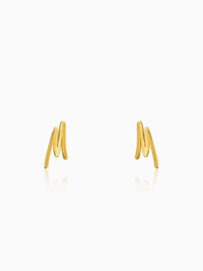 Golden Personalised Letter Stud Earrings