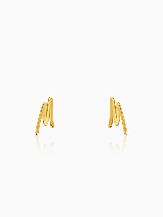 Golden Personalised Letter Stud Earrings